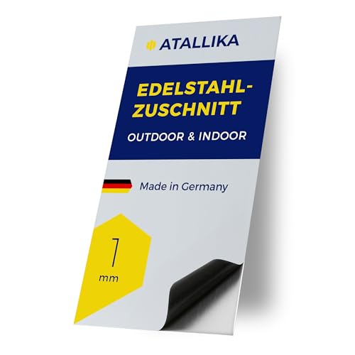 ATALLIKA Edelstahlblech 1mm [blank, 700 x 350 mm] - Metallplatte aus V2A Edelstahl [wetterfest für Outdoor & Indoor] - präziser Blech-Zuschnitt aus Deutschland [einseitig gebürstet] von ATALLIKA