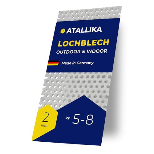 ATALLIKA Lochblech Aluminium Rv 5-8 [450x350 mm] - 2mm dickes Alu-Blech mit Rundlochung 5mm/8mm [wetterfest für Outdoor & Indoor] - präziser Zuschnitt aus Deutschland von ATALLIKA
