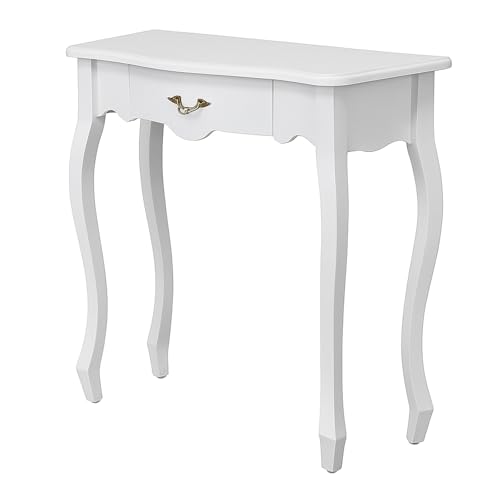 ATAPNLNMTZ Flurtisch mit Schublade Und Viel Stauraum, Konsolentisch mit Zapfenverbindung, Schmaler Beistelltisch für Wohnzimmer Oder Diele(White,35.4in/90cm) von ATAPNLNMTZ