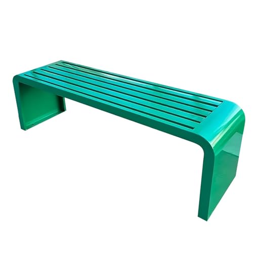 ATAPNLNMTZ Gartenbank für Draußen, Wetterfeste Parkbank Mit Latten-Sitzfläche, Rostbeständige Metallbank für Terrasse, Veranda, Hof(Green,70.8in/180cm) von ATAPNLNMTZ