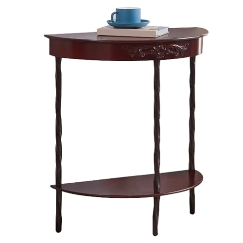 ATAPNLNMTZ Halbmond Konsole Eingangstisch, Retro Flurtisch mit Metallrahmen, Stabile Tisch für Wohnzimmer oder Diele, Einfacher Aufbau(Brown) von ATAPNLNMTZ