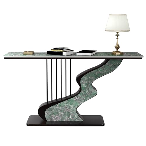 ATAPNLNMTZ Konsolentisch Schmal mit Steinplatte, Flurtisch Aus Carbonstahl, Schmaler Beistelltisch für Wohnzimmer und Diele, Einfache Montage(Mixed Color,59in/150cm) von ATAPNLNMTZ