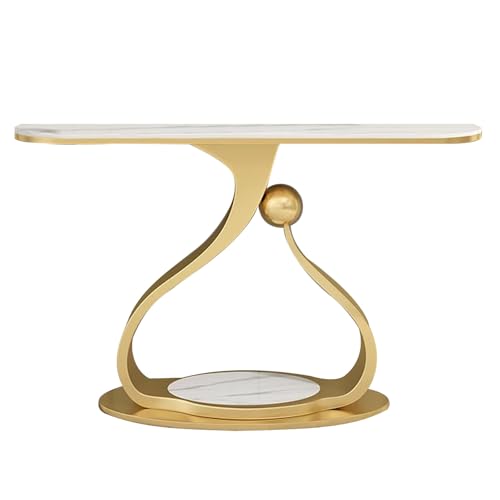 ATAPNLNMTZ Konsolentisch mit Ablageflächen, Schmaler Flur Möbel mit Metallrahmen, Moderner Flurtisch für Wohnzimmer, Schlafzimmer(Gold,47.2in/120cm) von ATAPNLNMTZ