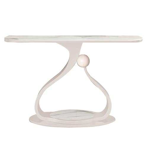 ATAPNLNMTZ Konsolentisch mit Ablageflächen, Schmaler Flur Möbel mit Metallrahmen, Moderner Flurtisch für Wohnzimmer, Schlafzimmer(White,39.3in/100cm) von ATAPNLNMTZ