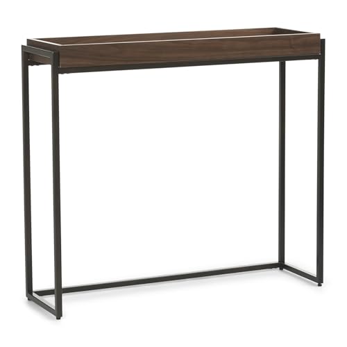 ATAPNLNMTZ Konsolentisch mit Versenkter Ablage, Schmaler Flurtisch mit Metallgestell, Moderner Beistelltisch für Wohnzimmer Oder Büro, Robuste Struktur(39.3in/100cm) von ATAPNLNMTZ