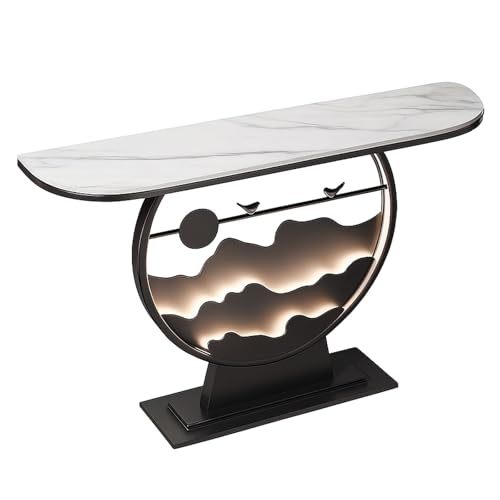ATAPNLNMTZ LED-Konsolentisch für Den Eingangsbereich, Schmaler, Moderner Flurtisch mit Ablage, Wohnzimmertisch für Foyer Und Flur(Black,62.9in/160cm) von ATAPNLNMTZ