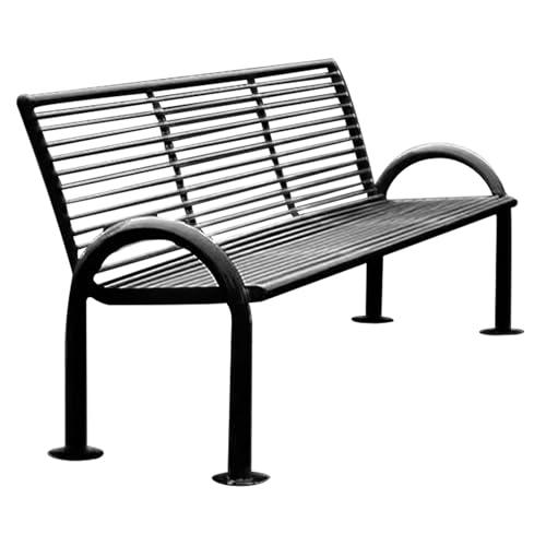 ATAPNLNMTZ Metall Gartenbank mit Rückenlehne Und Armlehnen, Wetterfester Parkstuhl für Terrasse, Garten Und Gemeinschaftsnutzung(Black,47.2in/120cm) von ATAPNLNMTZ