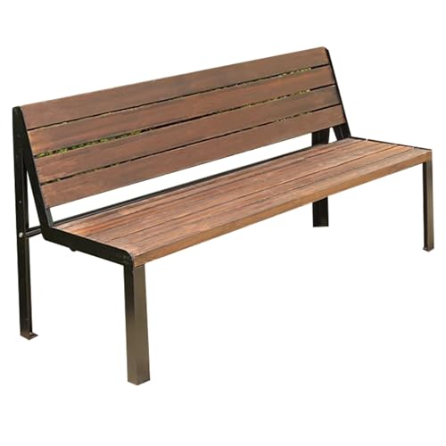ATAPNLNMTZ Metall Parkbank mit Rückenlehne, Wetterfeste Gartenbank, Gusseisen Rahmen für Terrasse, Straße Und Garten(Brown,59in/150cm) von ATAPNLNMTZ