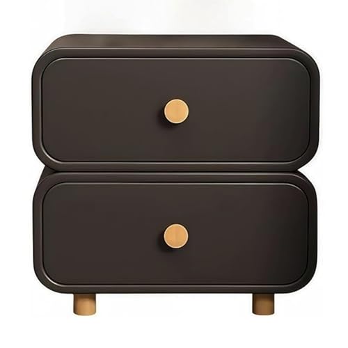 ATAPNLNMTZ Moderner Nachttisch mit 2 Schubladen, Beistelltisch mit Mikrofaser Leder, Schlafzimmer und Wohnzimmer Möbel(Black,13.7in/35cm) von ATAPNLNMTZ