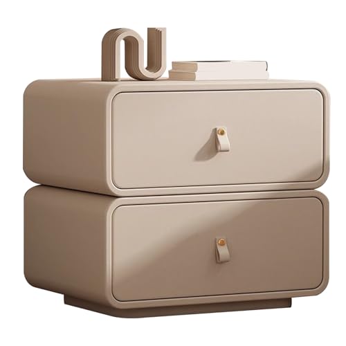 ATAPNLNMTZ Moderner Nachttisch mit 2 Schubladen, Minimalistischer Nachtschrank mit Stauraum, Beistelltisch für Schlafzimmer Oder Wohnzimmer(Beige,13.7in/35cm) von ATAPNLNMTZ