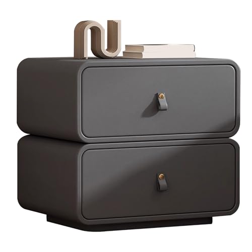 ATAPNLNMTZ Moderner Nachttisch mit 2 Schubladen, Minimalistischer Nachtschrank mit Stauraum, Beistelltisch für Schlafzimmer Oder Wohnzimmer(Gray,17.7in/45cm) von ATAPNLNMTZ