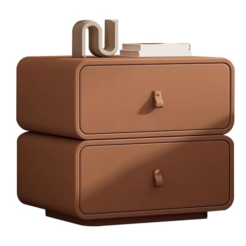 ATAPNLNMTZ Moderner Nachttisch mit 2 Schubladen, Minimalistischer Nachtschrank mit Stauraum, Beistelltisch für Schlafzimmer Oder Wohnzimmer(Orange,17.7in/45cm) von ATAPNLNMTZ