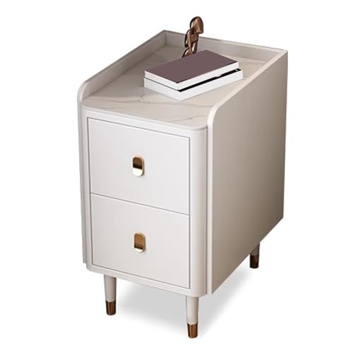 ATAPNLNMTZ Moderner Nachttisch mit Schublade, Beistelltisch mit hohen Beinen, Nachtkommode für Schlafzimmer(White,13.7in/35cm) von ATAPNLNMTZ