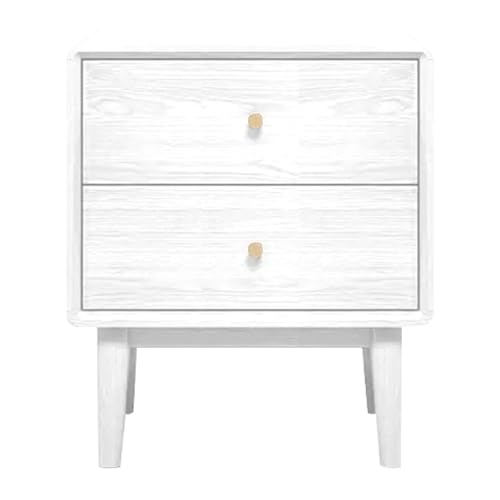 ATAPNLNMTZ Nachttisch mit Schubladen, Mid-Century Beistelltisch, Kleiner Couchtisch für Schlafzimmer oder Wohnzimmer(White,19.6in/50cm) von ATAPNLNMTZ
