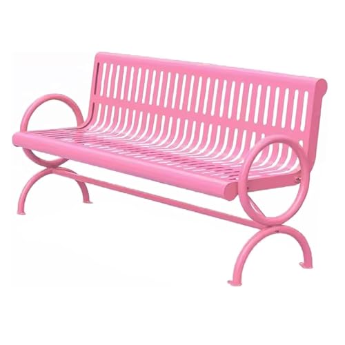 ATAPNLNMTZ Parkbank mit Rückenlehne und Armlehnen, Gartenbank Schwerlast, Wetterfeste Outdoor Bank für Rasen, Veranda, Hinterhof(Pink,59in/150cm) von ATAPNLNMTZ