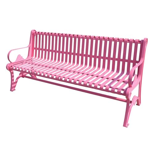 ATAPNLNMTZ Robuster Metall Parkbank, Gartenbank Mit Rückenlehne Und Armlehnen, Wetterfeste Parkbänke für Den Außenbereich, Ideal für Terrasse Und Garten(Pink,59in/150cm) von ATAPNLNMTZ