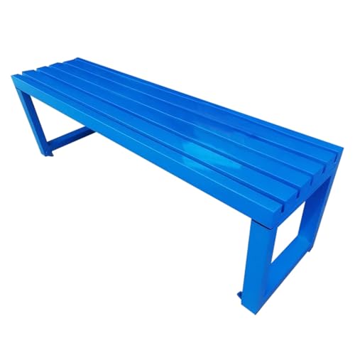 ATAPNLNMTZ Wetterbeständige Parkbank Ohne Rückenlehne, Stabile Gartenbank Aus Metall, Einfache Montage für Parks Und Gärten(Blue,59in/150cm) von ATAPNLNMTZ