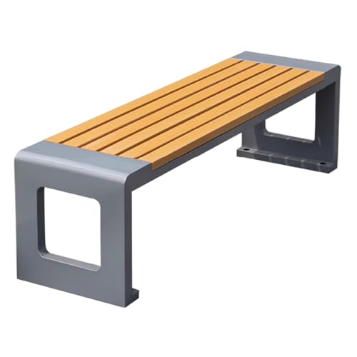 ATAPNLNMTZ Wetterfeste Gartenbank, Robuste Outdoor Sitzbank Ohne Rückenlehne, Lattenbank für Park, Hof, Rasen(Gray,59in/150cm) von ATAPNLNMTZ