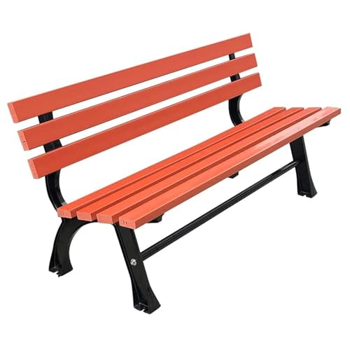 ATAPNLNMTZ Wetterfester Parkbank, Gartenbank aus Gusseisen, Robuste Parkbank für Outdoor, Bequeme Sitzgelegenheit für den Garten(Red,47.2in/120cm) von ATAPNLNMTZ