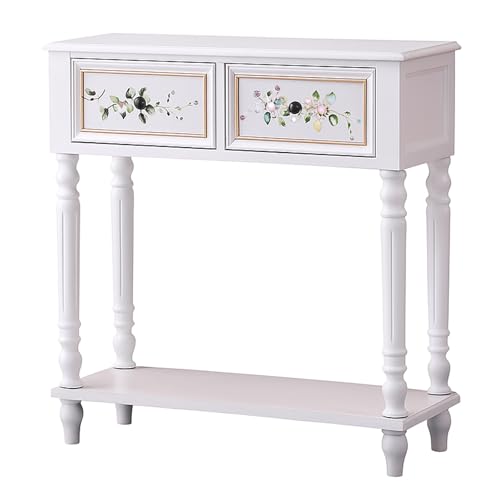 Flurtisch mit Großer Schublade, Schmaler Konsolentisch Weiss für Flur und Wohnzimmer, Stilvoller Wohnzimmertisch, Robust(31.6in/80.5cm) von ATAPNLNMTZ