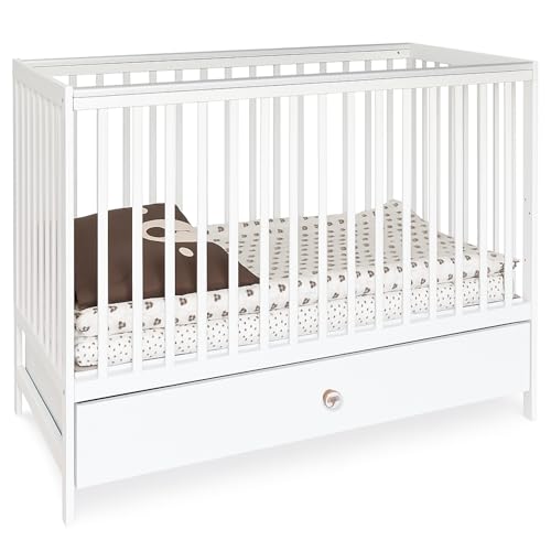 Kinderbett DODO 120x60 mit Schublade - Höhenverstellbar 3 Matratze Höhen - Weiss Babybett Holz mit Rausfallschutz und Beißschutz - Weiß Gitterbett Umbaubar zur Sofa - Mitwachsendes 2in1 Kinderbett Kinderbett DODO 120x60 mit Schublade - Höhenverstellbar 3 Matratze Höhen - Weiss Babybett Holz mit Rausfallschutz und Beißschutz - Weiß Gitterbett Umbaubar zur Sofa - Mitwachsendes 2in1 Kinderbett von ATB