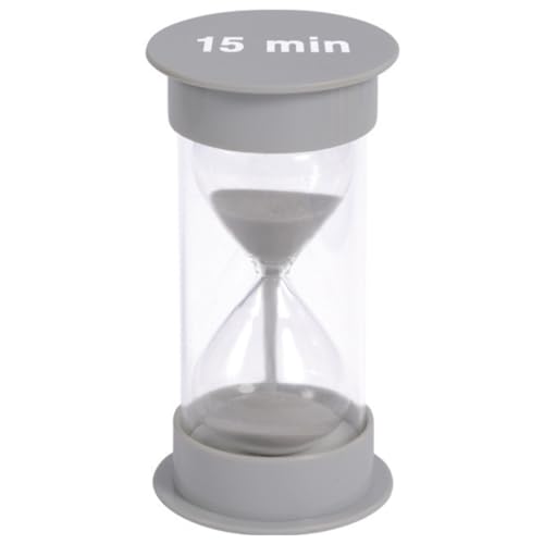 ATC Handels GmbH Sanduhr groß mit verschiedenen Zeitabläufen - von 30 Sekunden bis 30 Minuten - Maße: 12 x 6,5cm - Stundenglass, Zeituhr, Eieruhr, Stundenmesser, Zeitmesser mit Sand (grau, 15 min) von ATC Handels GmbH
