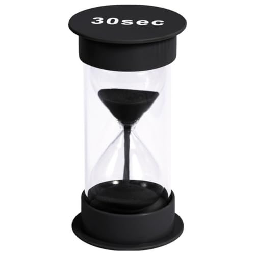 ATC Handels GmbH Sanduhr groß mit verschiedenen Zeitabläufen - von 30 Sekunden bis 30 Minuten - Maße: 12 x 6,5cm - Stundenglass, Zeituhr, Eieruhr, Stundenmesser, Zeitmesser mit Sand (schwarz, 30 s) von ATC Handels GmbH