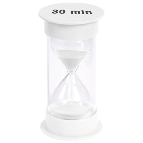 ATC Handels GmbH Sanduhr groß mit verschiedenen Zeitabläufen - von 30 Sekunden bis 30 Minuten - Maße: 12 x 6,5cm - Stundenglass, Zeituhr, Eieruhr, Stundenmesser, Zeitmesser mit Sand (weiß, 30 min) von ATC Handels GmbH