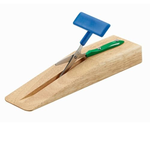 ATC Handels GmbH Tischschere mit Holzbasis – Praktisches Schneidewerkzeug mit T-förmigem Griff, Anti-Rutsch Beschichtung, inklusive Reißverschlusstasche (für Erwachsene, 75mm) von ATC Handels GmbH