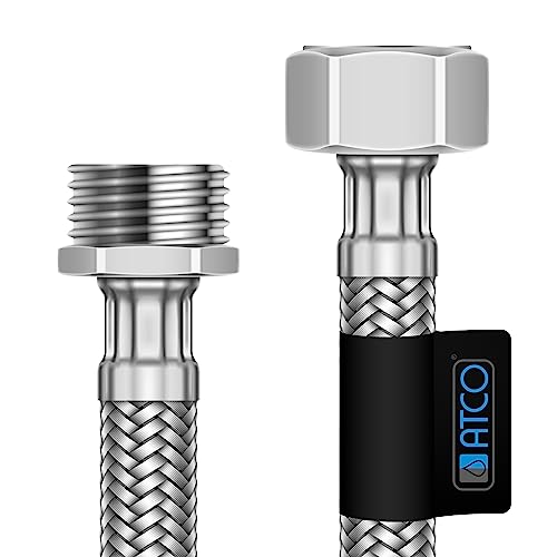 ATCO Flexibler, verstärkter Schlauch, Verbindungsschlauch, 3/8 Zoll männlich x 3/8 Zoll weiblich, Edelstahl-Trinkwasserschlauch, EPDM, DN8, Innendurchmesser 8 mm, verschiedene Längen von ATCO