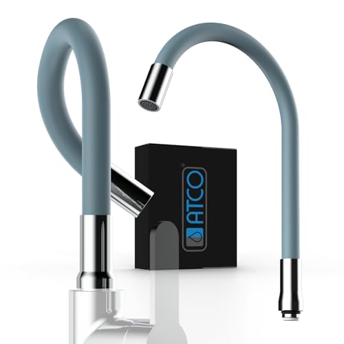 ATCO® Flexibler HU-Auslauf S-Auslauf Standventil Wasserhahn Waschtisch Spültisch Armatur Wandarmatur Schwenkauslauf Küchenarmatur 3/4" grau von ATCO
