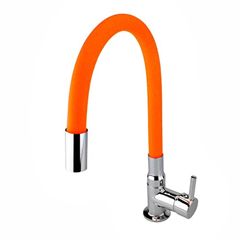 ATCO® Kaltwasser Waschtisch Waschtischarmatur flexibler Auslauf Standventil Waschbecken Wasserhahn Ventil Armatur Kaltwasserhahn Bad Gäste-WC Chrom-orange von ATCO