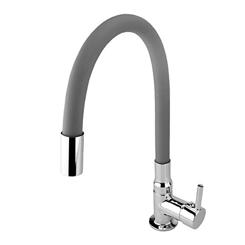 ATCO® Kaltwasser Waschtisch Waschtischarmatur Standventil Wasserhahn Waschbecken Armatur Kaltwasserhahn Bad Gäste-WC Ventil flexibler Auslauf Chrom-grau von ATCO