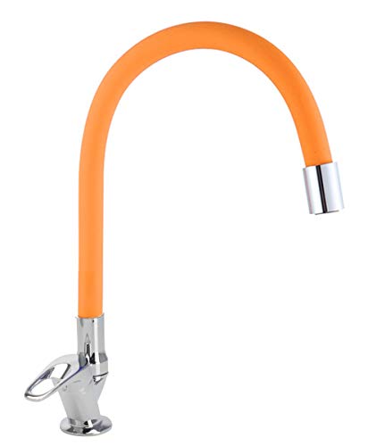 ATCO® Kaltwasserarmatur FREE Silikon-Touch Standventil Einhebel flexibler Auslauf Armatur Spüle Spültisch Waschbecken Waschtisch chrom-orange von ATCO