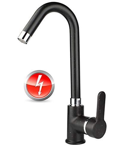 ATCO® Wasserhahn Niederdruck SWAN Waschtisch Armatur Granit schwarz Waschbecken Spültischarmatur Mischbatterie Küche Spüle Einhandmischer von ATCO