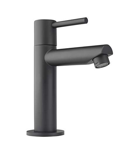 ATCO® Kaltwasser Kaltwasserhahn SIENA Waschtischarmatur Ventil Armatur Standventil Wasserhahn Waschtisch Waschbecken Bad Einhebel Gäste-WC schwarz von ATCO