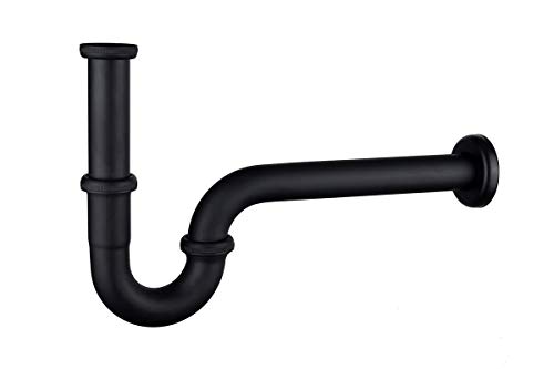 ATCO® Siphon Sifon PLUS Röhrengeruchsverschluss Geruchsverschluss Ablaufgarnitur Abfluss Bad Waschbecken Waschtisch Ablauf 1 1/4" x 32mm schwarz von ATCO