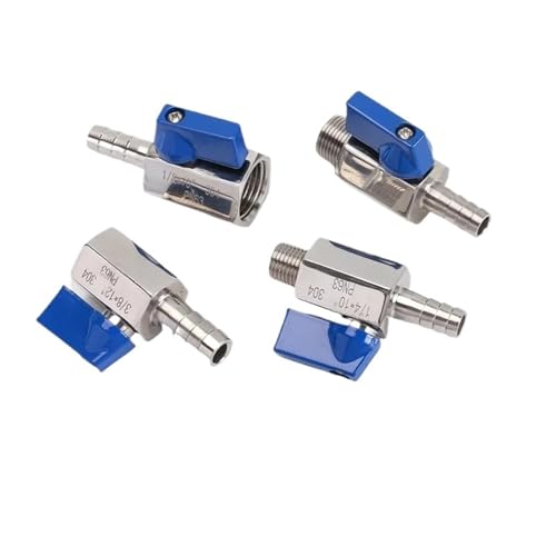 1 stücke 304 Edelstahl 1/8 1/4 3/8 1/2 BSPT x 7/8/10/12mm Schlauch Barb Mini sanitär Ball Ventil Hausgemachte Rohr Armaturen Mit Blau Griff(1/4",FEMALE_10MM BARB) von ATDJKVYH