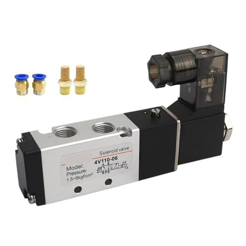 ATDJKVYH 1 stücke 4V110-06 Air 2 Position 5 Way Elektronische Pneumatische Mit Pneumatische Anschluss Magnetventil DC12V DC24V AC220v AC110V AC36V(with 4mm Fittings,AC220V) von ATDJKVYH