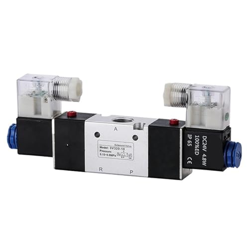 ATDJKVYH 3V120-M5/06 3V220-08 3V320-10Pneumatische Luft Magnetventil 3/2 Weg Normal Geschlossen Ventile DC12V DC24V AC24V AC110V AC220V(3V320-08,AC220V) von ATDJKVYH