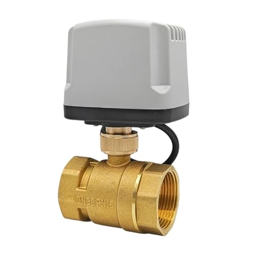 Kugelhahn DN15-50 3-Draht Zweisteuerung Zweiwege Dreiwege T-Typ Messinggewinde IP65 Wasserdichter motorisierter Kugelhahn(DN32,DC12V_2 WAY) von ATDJKVYH