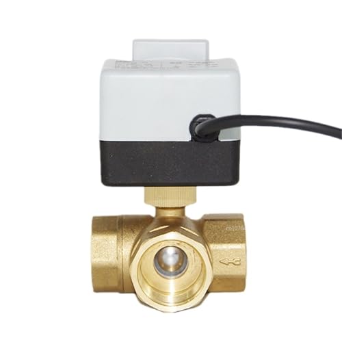 Motorisierter Kugelhahn aus Messing, 3-adrig, Zwei Steuerantriebe, AC220V, 3 Wege/2 Wege, DN15 DN20 DN25 DN32 DN40 mit manuellem Schalter(DN32,3 Way) von ATDJKVYH