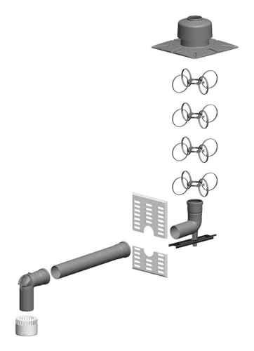 ATEC Abgas Schacht-Set DN80 inkl. Verbindungsleitung Schornstein Kamin Abgas Rohr von ATEC