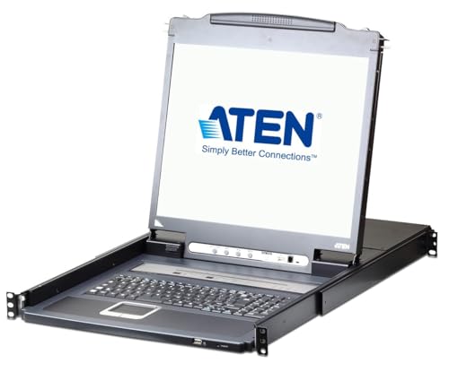 ATEN 344404 Switch KVM 19" Over IP LCD VGA PS2-USB 8 Ports mit USB, CL5708IN Schwarz von ATEN