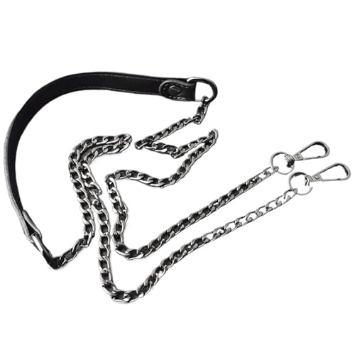 ATEUXOL Griffe für die Handtaschen Metall-Taschenkette, Ersatz-PU-Leder-Taschengurte for DIY-Handtaschengriffe, Schultergurte, Zubehör, Taschengriffe, 120 cm(Black) von ATEUXOL
