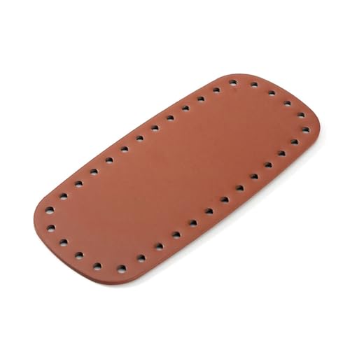 ATEUXOL Handgefertigter Boden für Gestrickte Taschen Langer Boden for Stricktasche PU Leder Taschenboden Handgefertigter mit Löchern Nieten Umhängetasche Accessoire(9x20cm Brown) von ATEUXOL