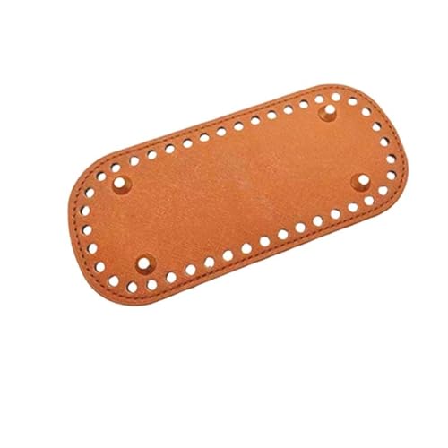 ATEUXOL Handgefertigter Boden für Gestrickte Taschen Langer Boden for gestrickte PU-Ledertaschenbasis, Handtaschenboden mit Löchern, Nieten, Häkeltaschenteilzubehör(18x8cm Brown B) von ATEUXOL