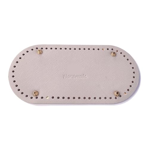 ATEUXOL Handgefertigter Boden für Gestrickte Taschen Ovaler Boden for Stricktasche PU-Leder Basis Taschenzubehör Handgemachter DIY Häkelunterlage Gewebter Ledertaschenboden(Gery,22 * 10cm) von ATEUXOL