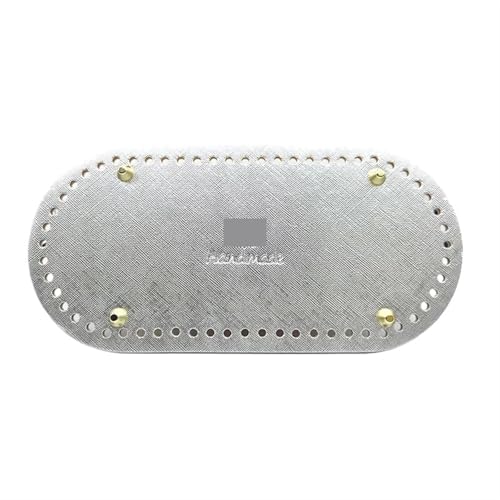 ATEUXOL Handgefertigter Boden für Gestrickte Taschen Ovaler Boden for Stricktasche PU-Leder Basis Taschenzubehör Handgemachter DIY Häkelunterlage Gewebter Ledertaschenboden(Silver,22 * 10cm) von ATEUXOL