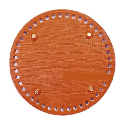 ATEUXOL Handgefertigter Boden für Gestrickte Taschen Runder Boden for gestrickte Tasche PU-Leder-Zubehör handgefertigter mit Löchern DIY Häkeltasche Basis(Brown) von ATEUXOL